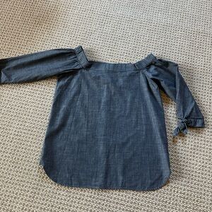 Banana Republic Factory Blue Off-Shoulder Blouse